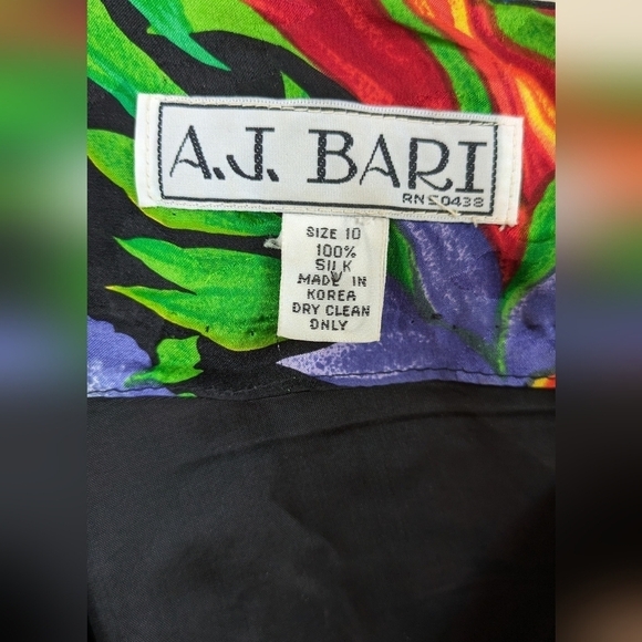 A.J. BARI Vintage 80s/90s 100% Silk Dress, Floral, Tropical, Size 10 - Picture 2 of 7